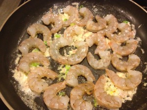 Saute shrimp in butter. Photo by Rebecca Penovich.