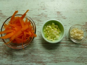 The key to a stir-fry is to have all your ingredients chopped up, measured, and ready to go.  The French term is mise en place.