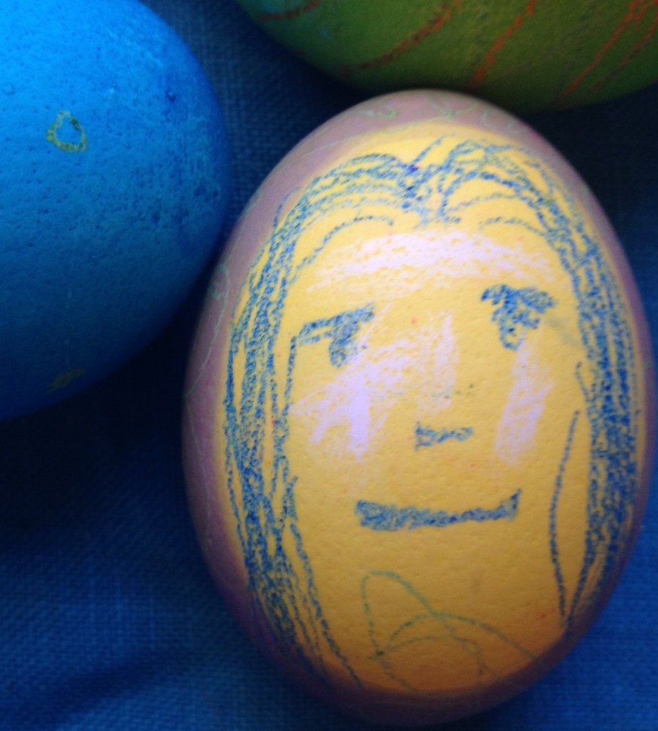 John's rendition of the Mona Lisa on his Easter egg.